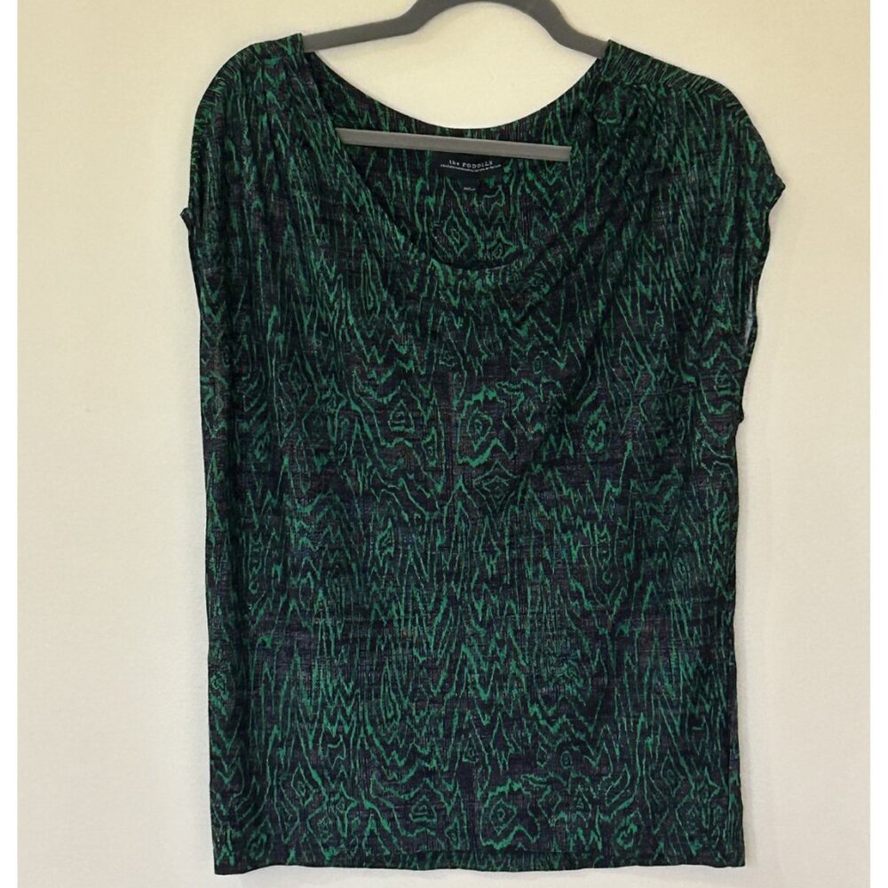 Anthropologie The Poodles Green Black Ikat Motif Top NWT — Size M
